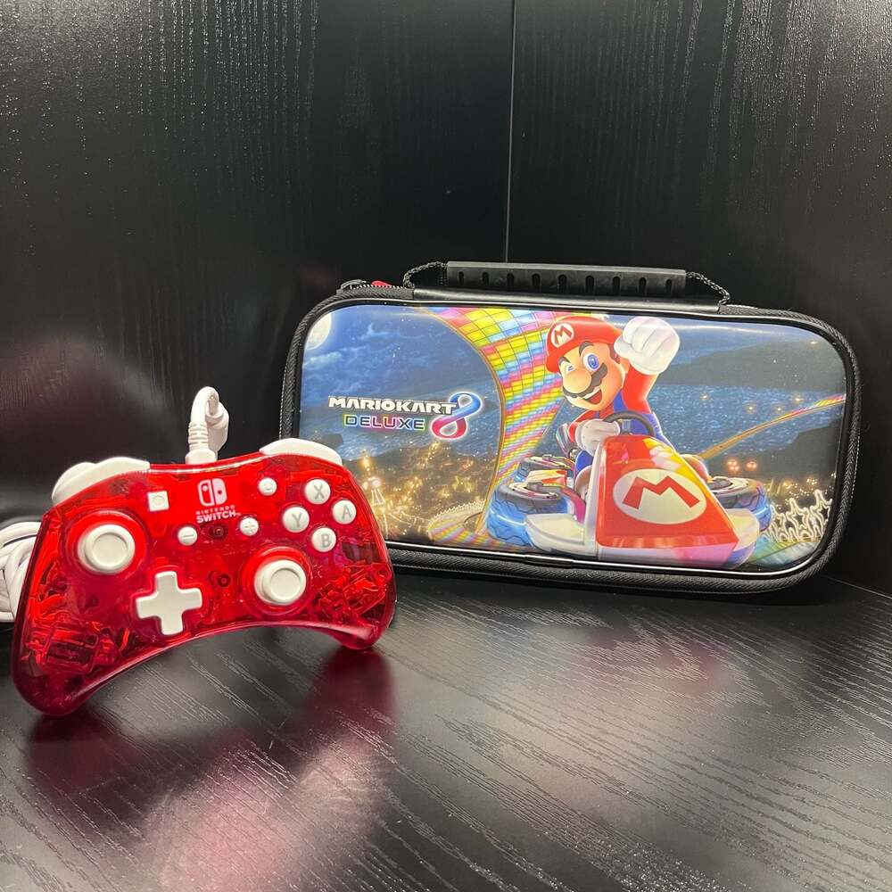 PDP Rock Candy Wired Switch Controller Red + Mario Kart 8 Case TESTED
